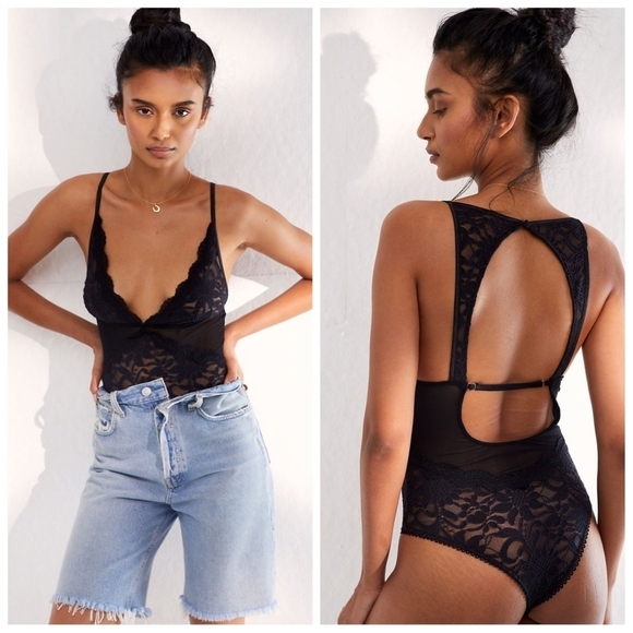 Free People Speed Date bodysuit black lace size XS NEW - Picture 3 of 7